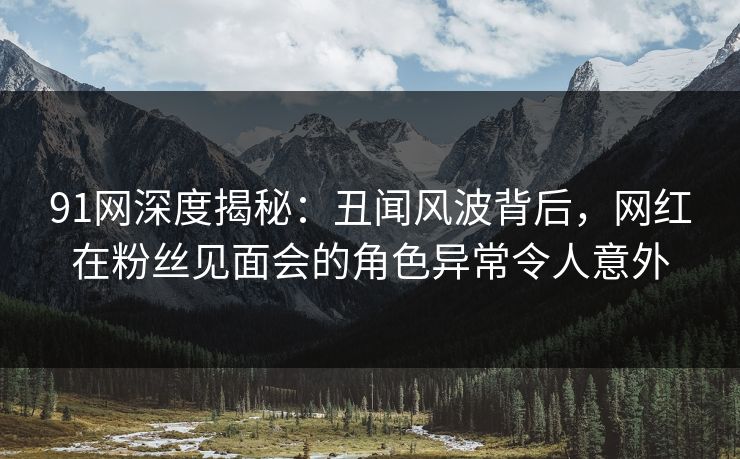 91网深度揭秘：丑闻风波背后，网红在粉丝见面会的角色异常令人意外