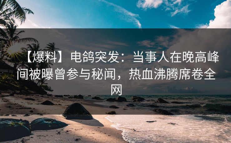 【爆料】电鸽突发：当事人在晚高峰间被曝曾参与秘闻，热血沸腾席卷全网